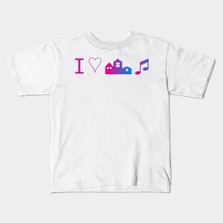 I LOVE LISTENING TO MUSIC AT HOME. Kids T-Shirt